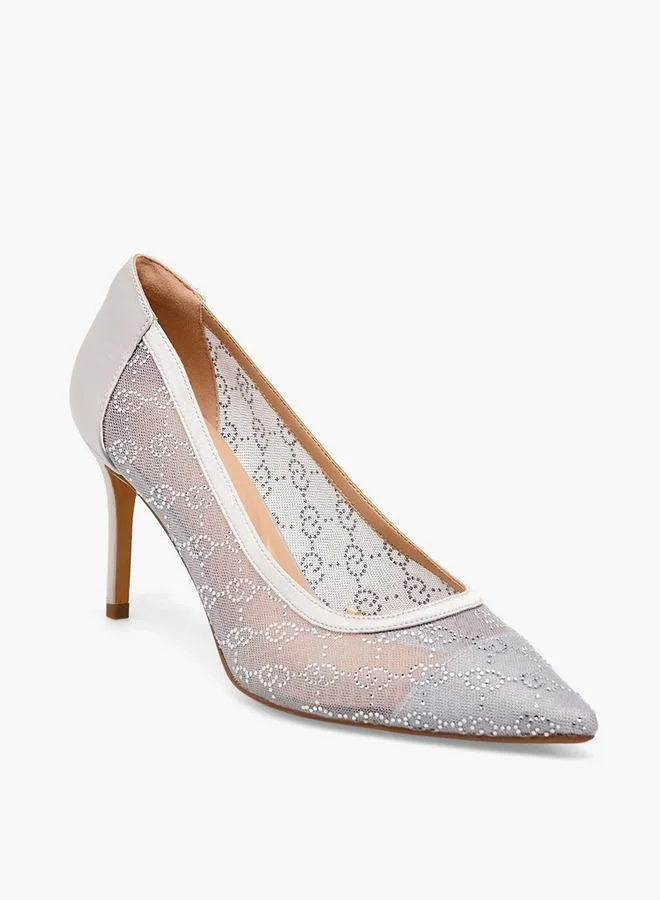 Celeste Women Diamante Mesh Stiletto Heel Pumps