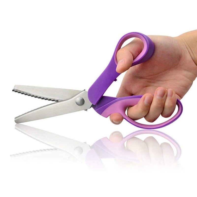 BlueSnail Pinking Shears, Stainless Steel Pinking Shears Comfort Grip Handled Professional Fabric Crafts Dressmaking Zig Zag Cut Scissors Sewing Scissors (9", Serrated, Purple) - Image 4