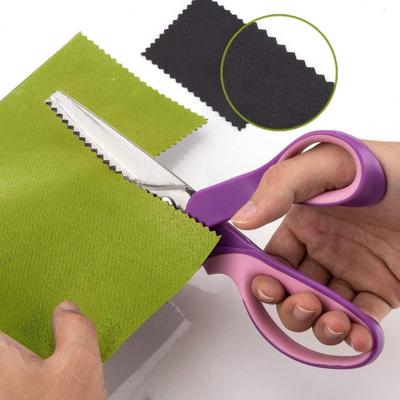 BlueSnail Pinking Shears, Stainless Steel Pinking Shears Comfort Grip Handled Professional Fabric Crafts Dressmaking Zig Zag Cut Scissors Sewing Scissors (9", Serrated, Purple) - Image 5