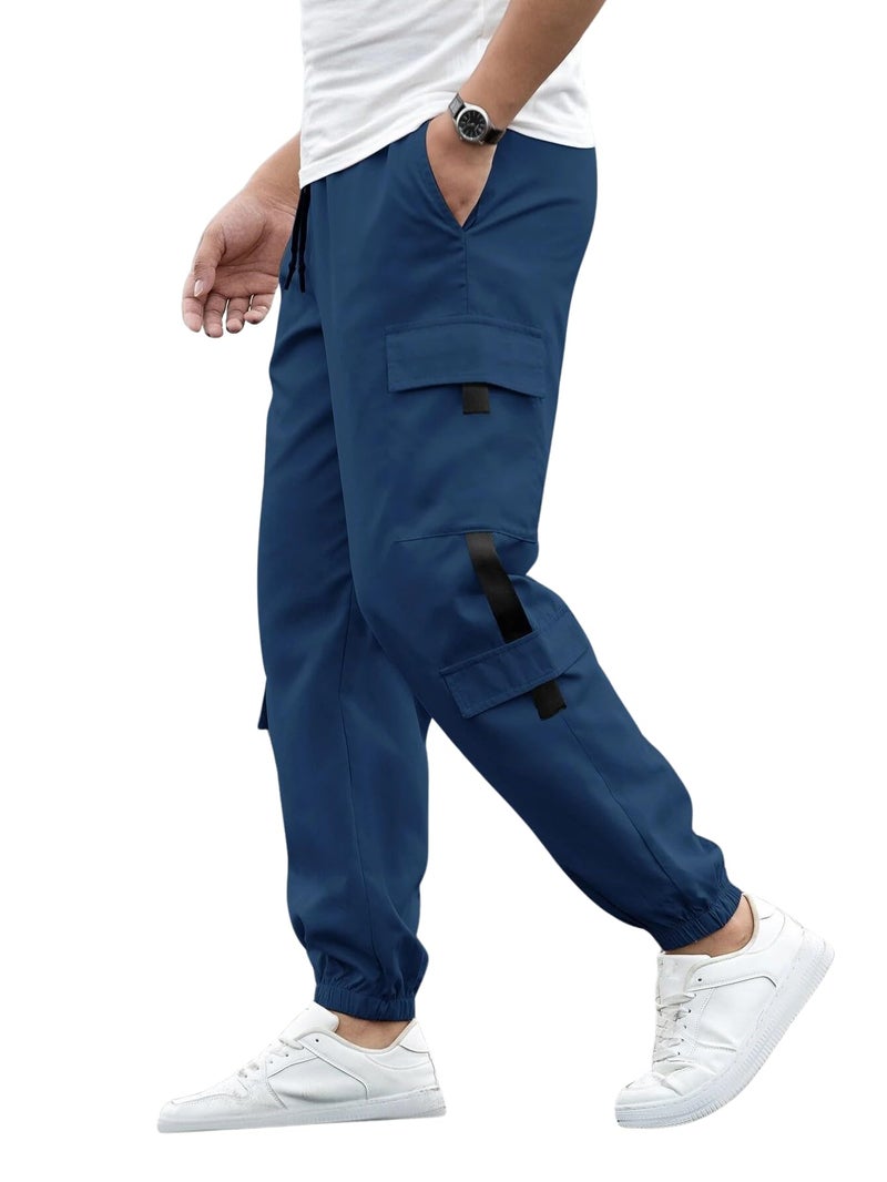 Lymio Track Pant for Men || Regular Fit || Track Pants || Lycra Full Elastic Jogger Pant (L-TP-08-Blue-2XL) - Image 4