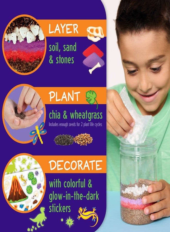 Creativity for Kids Grow N Glow Dinosaur Terrarium Kit | Create, Plant & Grow a Prehistoric Habitat | DIY Terrarium Kit with Glow-in-The-Dark Stickers & Dino Toys | STEM Science Kit (Ages 6+) - Image 5