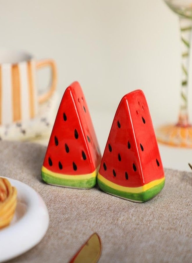 Mozacona Ceramic Salt and Pepper Shaker Set, Watermelon Shape Pepper Shakers - Image 4
