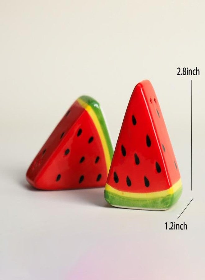 Mozacona Ceramic Salt and Pepper Shaker Set, Watermelon Shape Pepper Shakers - Image 2