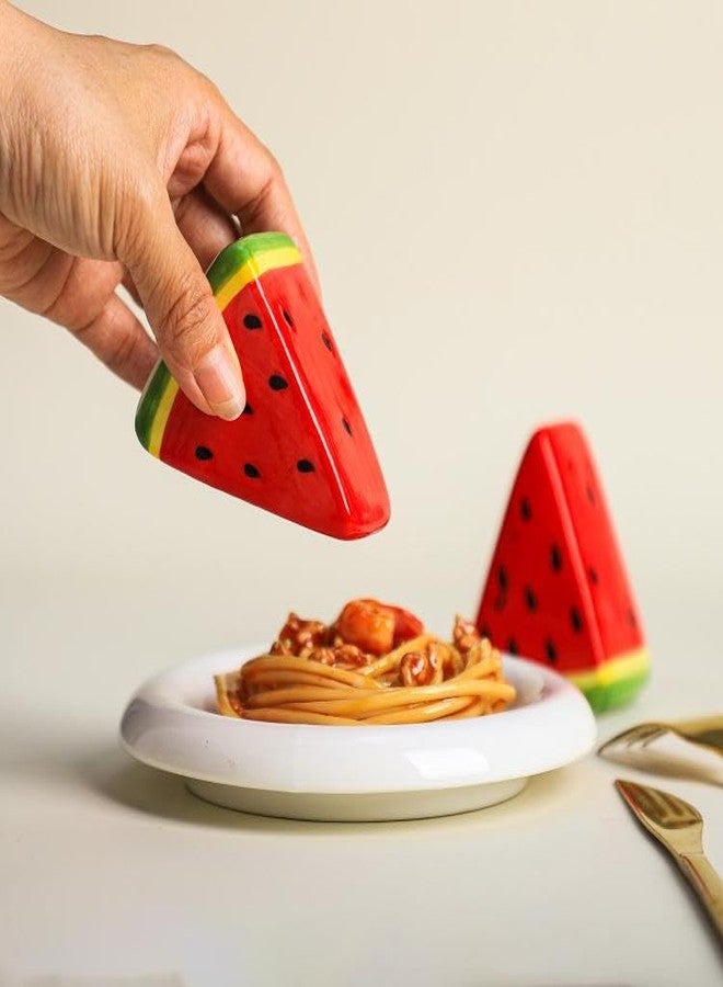 Mozacona Ceramic Salt and Pepper Shaker Set, Watermelon Shape Pepper Shakers - Image 3