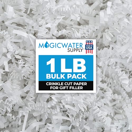 MagicWater Supply Crinkle Cut Paper Shred Filler - 1LB White - Decorative & Protective Packaging for Bridesmaid Gifts & Bridesmaid Proposal Gifts Holiday Stuffers Birthdays Wedding & Anniversaries - Image 1