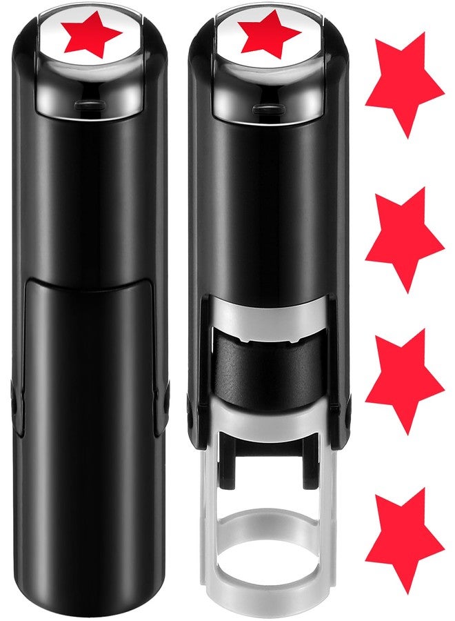 Supervitae 2 Pack Solid Star Print Stamps Red Ink Star Stamper Mini Self Inking Stamps for Classroom Party Educational Learning Activities Craft Supplies - Image 1