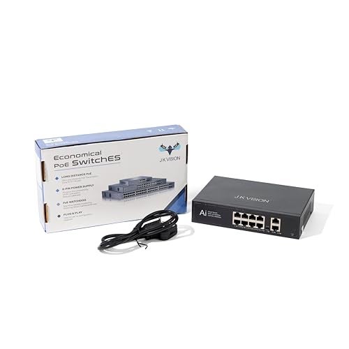 JK Vision 8+2 Gigabit Port Smart Unmanaged PoE Full Ethernet Adapter Switch, 8-Power Link Port 100/1000 and( 2-UpLink giga) Port 10/100/1000 MBPS Unmanaged CCTV Networking Switch - Image 2