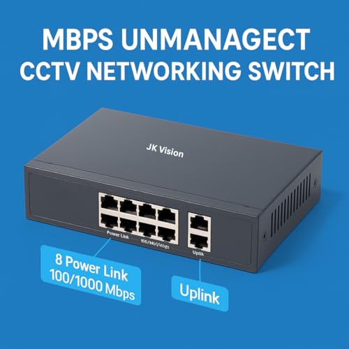 JK Vision 8+2 Gigabit Port Smart Unmanaged PoE Full Ethernet Adapter Switch, 8-Power Link Port 100/1000 and( 2-UpLink giga) Port 10/100/1000 MBPS Unmanaged CCTV Networking Switch - Image 5