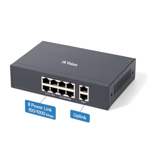 JK Vision 8+2 Gigabit Port Smart Unmanaged PoE Full Ethernet Adapter Switch, 8-Power Link Port 100/1000 and( 2-UpLink giga) Port 10/100/1000 MBPS Unmanaged CCTV Networking Switch - Image 4