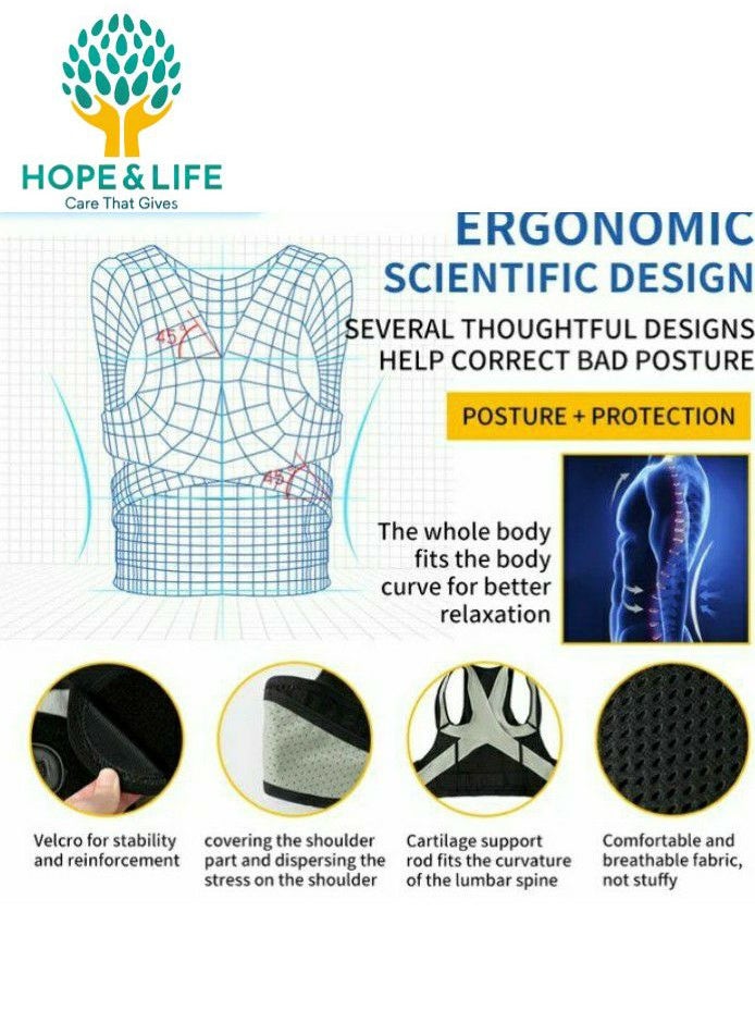 Hope And Life - Hope And Life Back And Shoulder Support Brace To Correct Posture And Relieve Pressure On The Spine - For Men And Women - Image 1