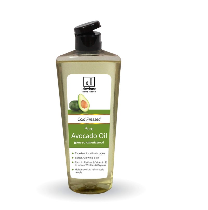 Devinez Avocado Cold Pressed Oil, 250ml - 100% Pure, Natural & Undiluted for Hair & Skin Care, Reduces Inflammation & Itching, Accelerates Wound Healing - Image 1