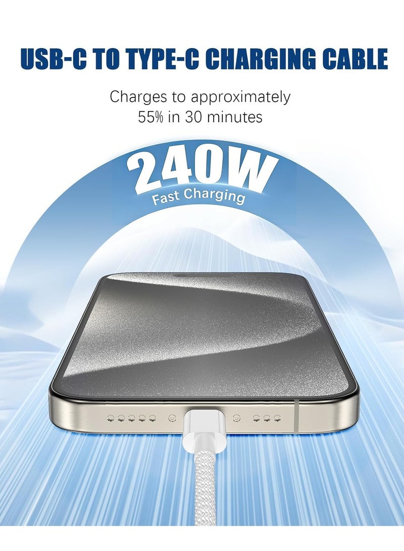 زاڤي سلك شاحن تايب سي الى تايب سي 240 واط 2 متر، كابل شحن سريع USB Type C ناعم مرن اصلي لا يسخن وآمن على البطارية، متوافق مع ايفون 15 16 17 برو ماكس، سامسونج، ماك بوك، وايباد - Image 2