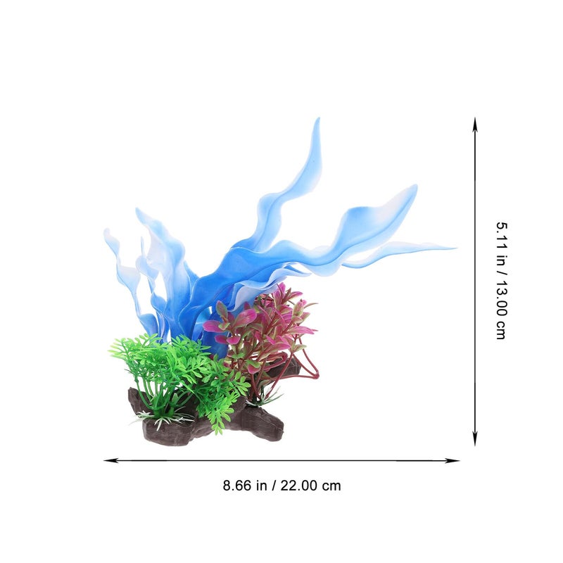 Blue and White Artificial Aquatic Plants Plastic Aquarium Decor Fish Tank Ornament - Image 3