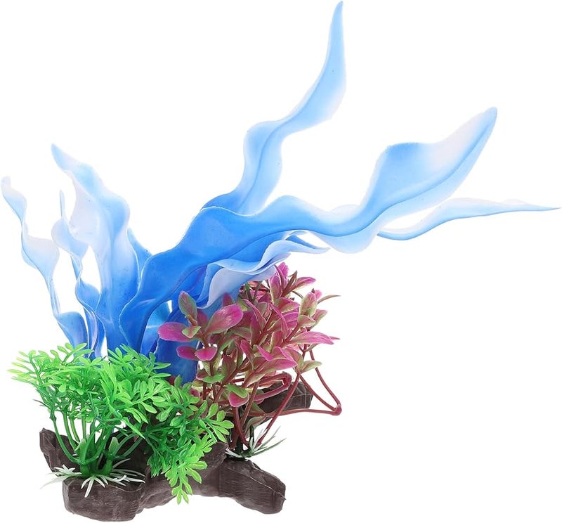 Blue and White Artificial Aquatic Plants Plastic Aquarium Decor Fish Tank Ornament - Image 1