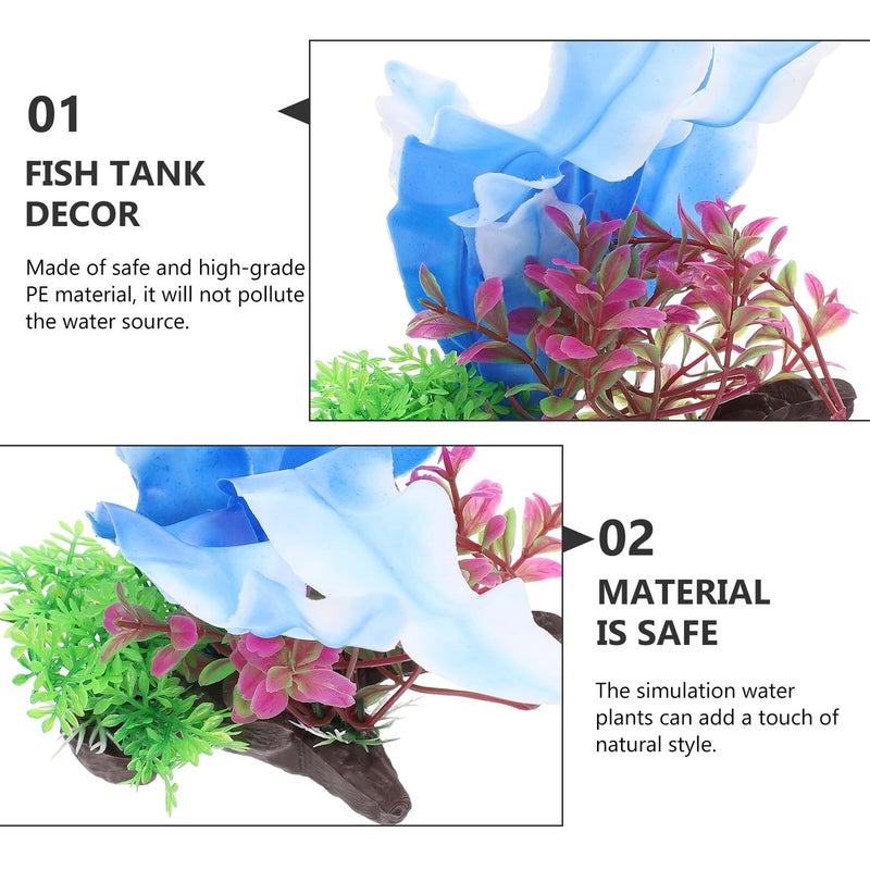 Blue and White Artificial Aquatic Plants Plastic Aquarium Decor Fish Tank Ornament - Image 4