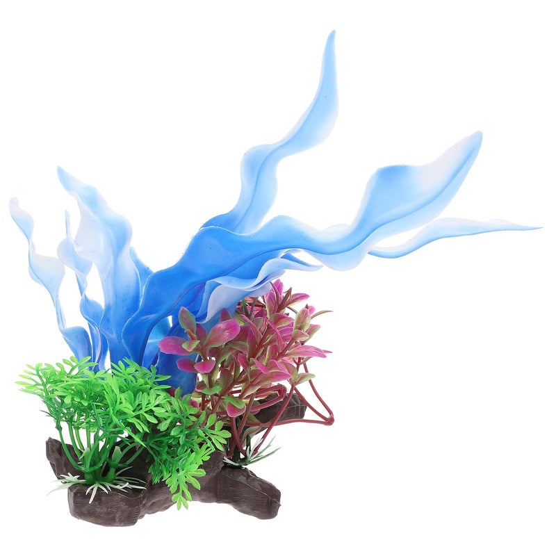 Blue and White Artificial Aquatic Plants Plastic Aquarium Decor Fish Tank Ornament - Image 2