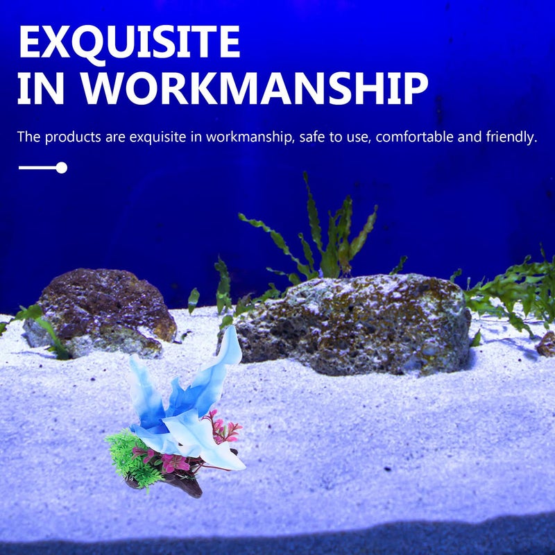Blue and White Artificial Aquatic Plants Plastic Aquarium Decor Fish Tank Ornament - Image 5