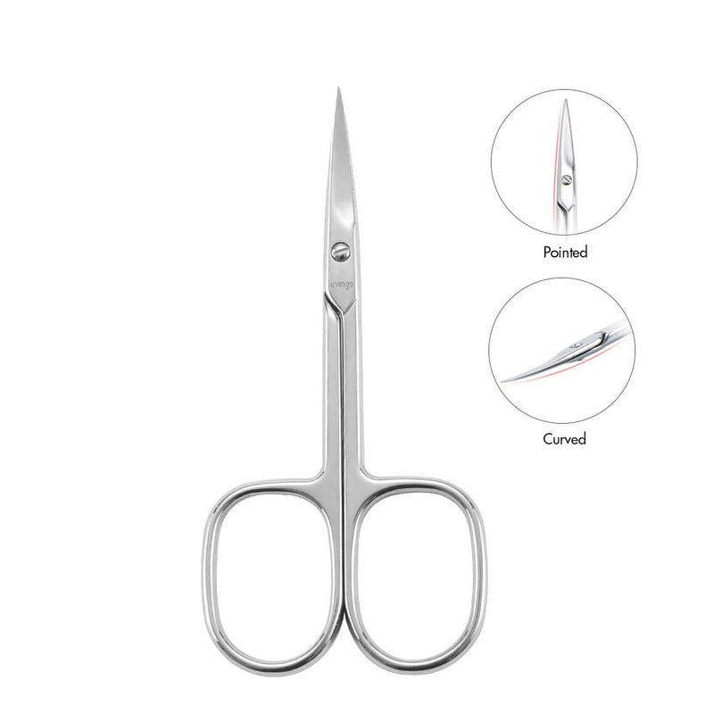 LIVINGO Premium Manicure Nail Scissors, Multi-purpose Stainless Steel Cuticle Beauty Grooming Kit for Eyebrow, Eyelash, Dry Skin Curved Blade 3.5 inch - Image 4