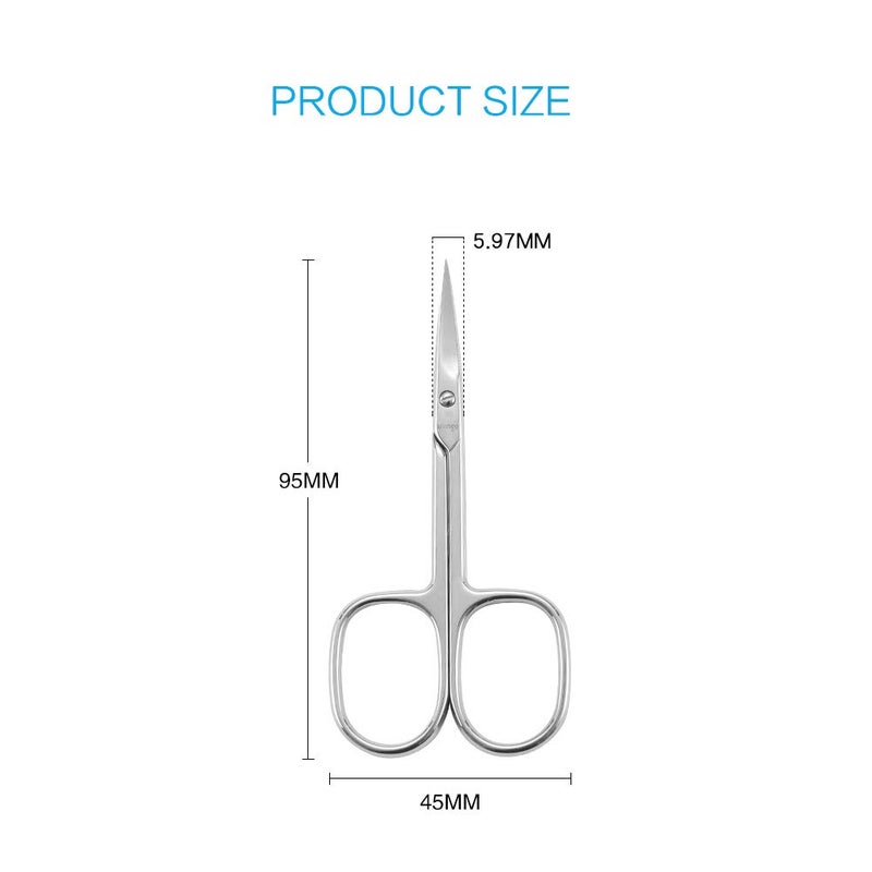 LIVINGO Premium Manicure Nail Scissors, Multi-purpose Stainless Steel Cuticle Beauty Grooming Kit for Eyebrow, Eyelash, Dry Skin Curved Blade 3.5 inch - Image 2