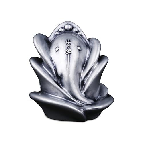 Artarium Small Ganesha Ji Idol Statue, Ganpati Rose Shape Murti (Height 3 Inch), Figurine for Car Dashboard, Pooja, Unique Wedding & Birthday Gift, Sculpture, House Warming - Silver - Image 1