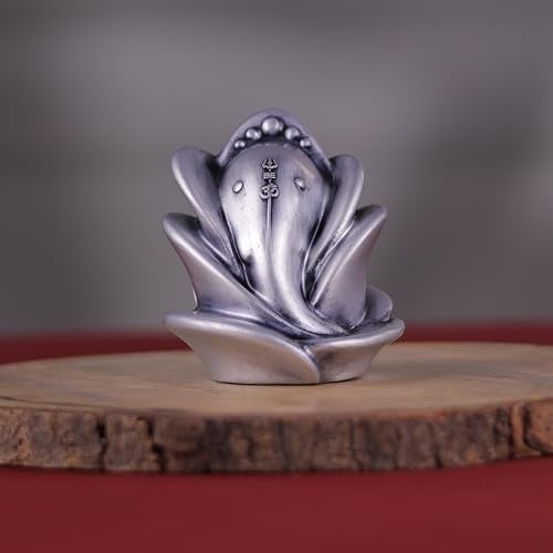 Artarium Small Ganesha Ji Idol Statue, Ganpati Rose Shape Murti (Height 3 Inch), Figurine for Car Dashboard, Pooja, Unique Wedding & Birthday Gift, Sculpture, House Warming - Silver - Image 5