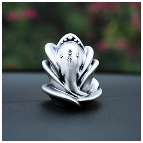 Artarium Small Ganesha Ji Idol Statue, Ganpati Rose Shape Murti (Height 3 Inch), Figurine for Car Dashboard, Pooja, Unique Wedding & Birthday Gift, Sculpture, House Warming - Silver - Image 2