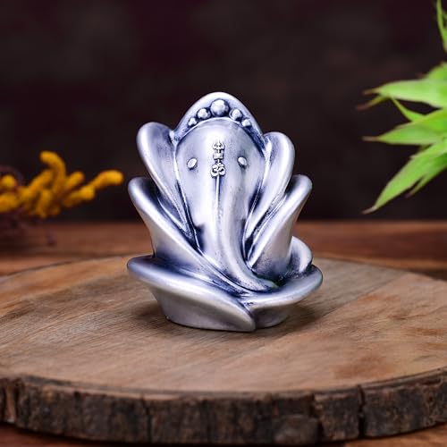 Artarium Small Ganesha Ji Idol Statue, Ganpati Rose Shape Murti (Height 3 Inch), Figurine for Car Dashboard, Pooja, Unique Wedding & Birthday Gift, Sculpture, House Warming - Silver - Image 3