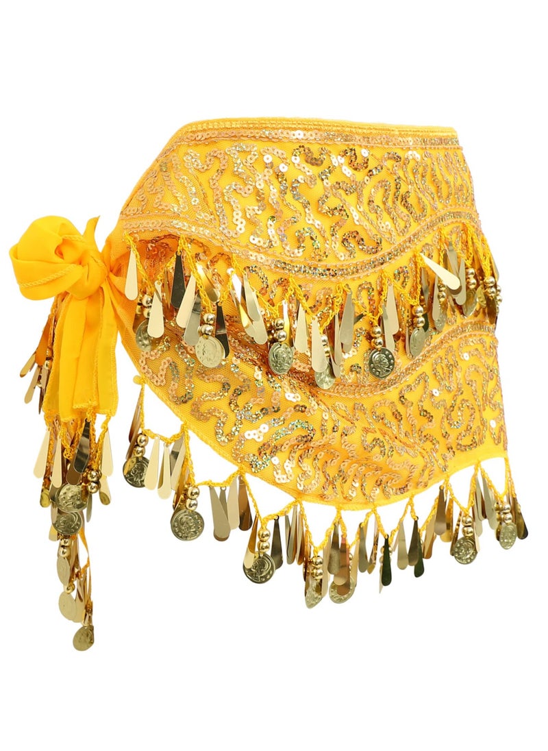 Generic - Gold Coin Belly Dance Skirt for Women, Chiffon Belly Dancing Belt, Ideal for Latin Zumba and Yoga, Stylish Dance Costume - Image 1