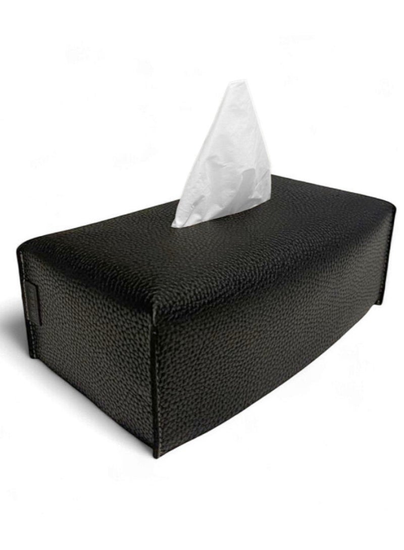 LeArt Leather Tissue Box Cover – Elegant Tissue Box Holder for Office Car Hotel Home Decor | Living Room Bedroom Bathroom | Facial Tissue Holder, Car Tissue Box Holder (Black) - Image 1