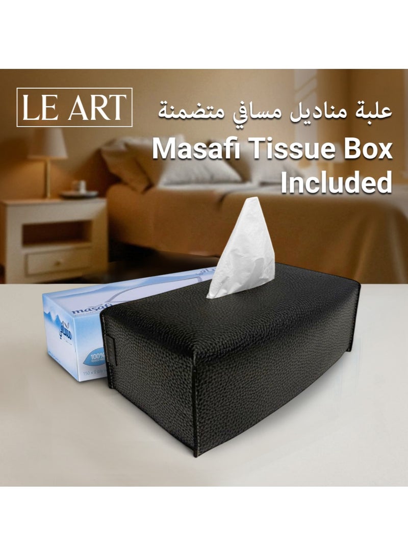 LeArt Leather Tissue Box Cover – Elegant Tissue Box Holder for Office Car Hotel Home Decor | Living Room Bedroom Bathroom | Facial Tissue Holder, Car Tissue Box Holder (Black) - Image 3