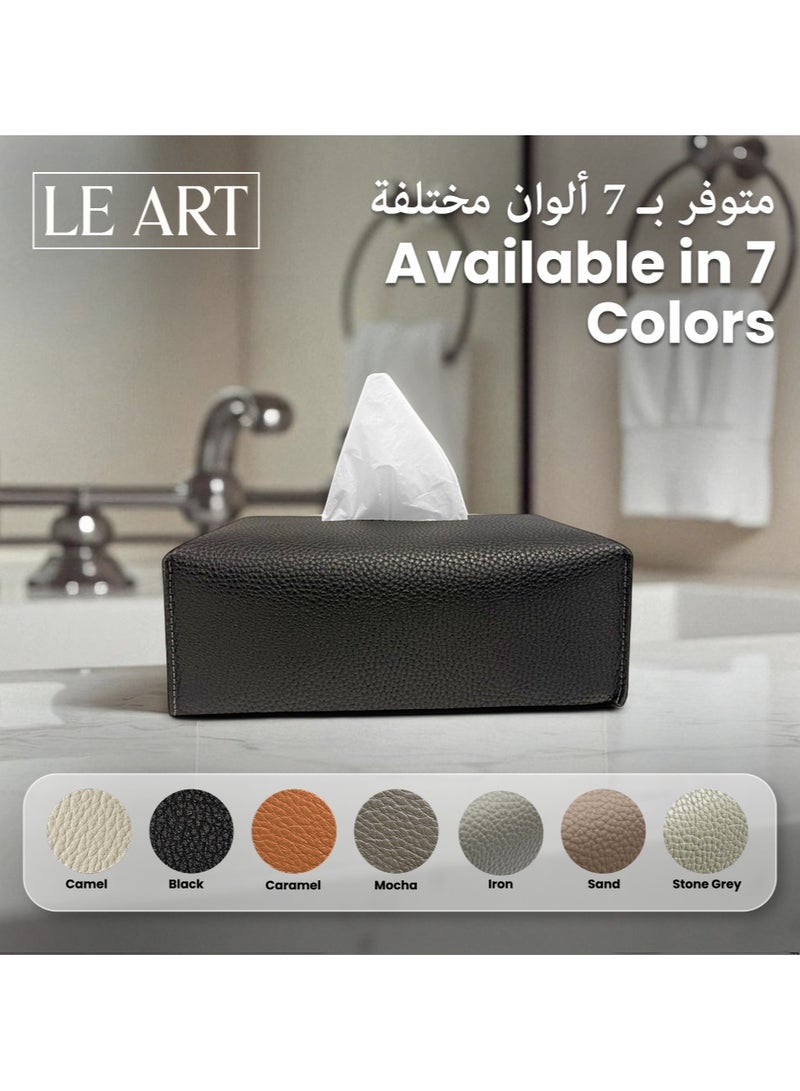 LeArt Leather Tissue Box Cover – Elegant Tissue Box Holder for Office Car Hotel Home Decor | Living Room Bedroom Bathroom | Facial Tissue Holder, Car Tissue Box Holder (Black) - Image 5