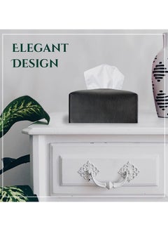 LeArt Leather Tissue Box Cover – Home Decorations for Living Room, Bedroom and Office | Car Tissue Holder | Tissue Holder | Tissue Box Holder for Car | Tissue Box Cover for Car (Black)  - Image 2