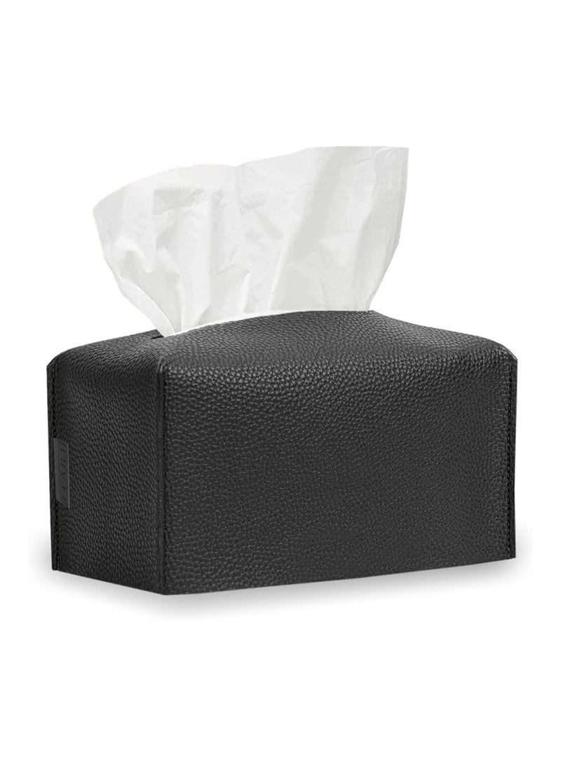 LeArt Leather Tissue Box Cover – Home Decorations for Living Room, Bedroom and Office | Car Tissue Holder | Tissue Holder | Tissue Box Holder for Car | Tissue Box Cover for Car (Black)  - Image 1