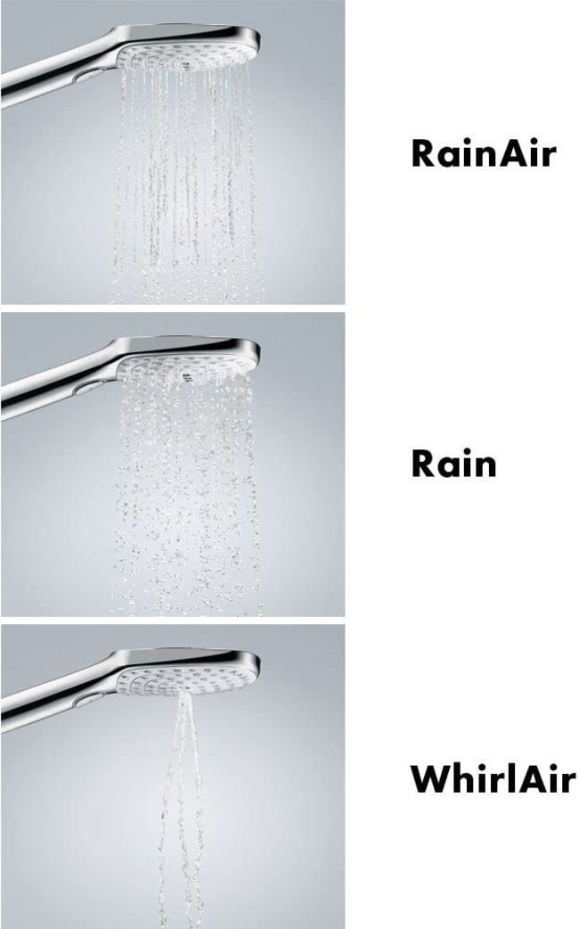 hansgrohe Raindance Select S Easy Install 5-inch Handheld Shower Head Modern 3 Whirl, Rain, RainAir 26531401, White/Chrome - Image 2