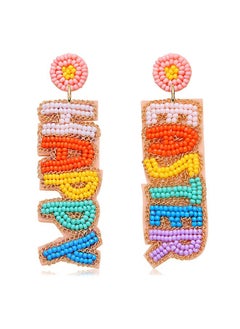 YAHPERN Beaded Easter Earrings Handmade Easter Egg Earrings Lovely Spring Earrings Statement Beaded Egg Dangle Earrings Cute Easter Jewelry Gift (Happy Easter)  - Image 1