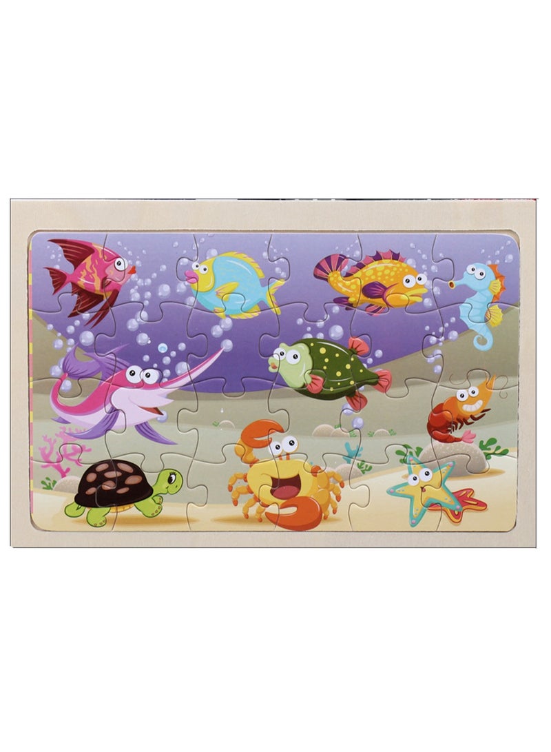 Children's Educational Wooden Cartoon Series Jigsaw Puzzles Suitable Gift Bag Pack - Image 1