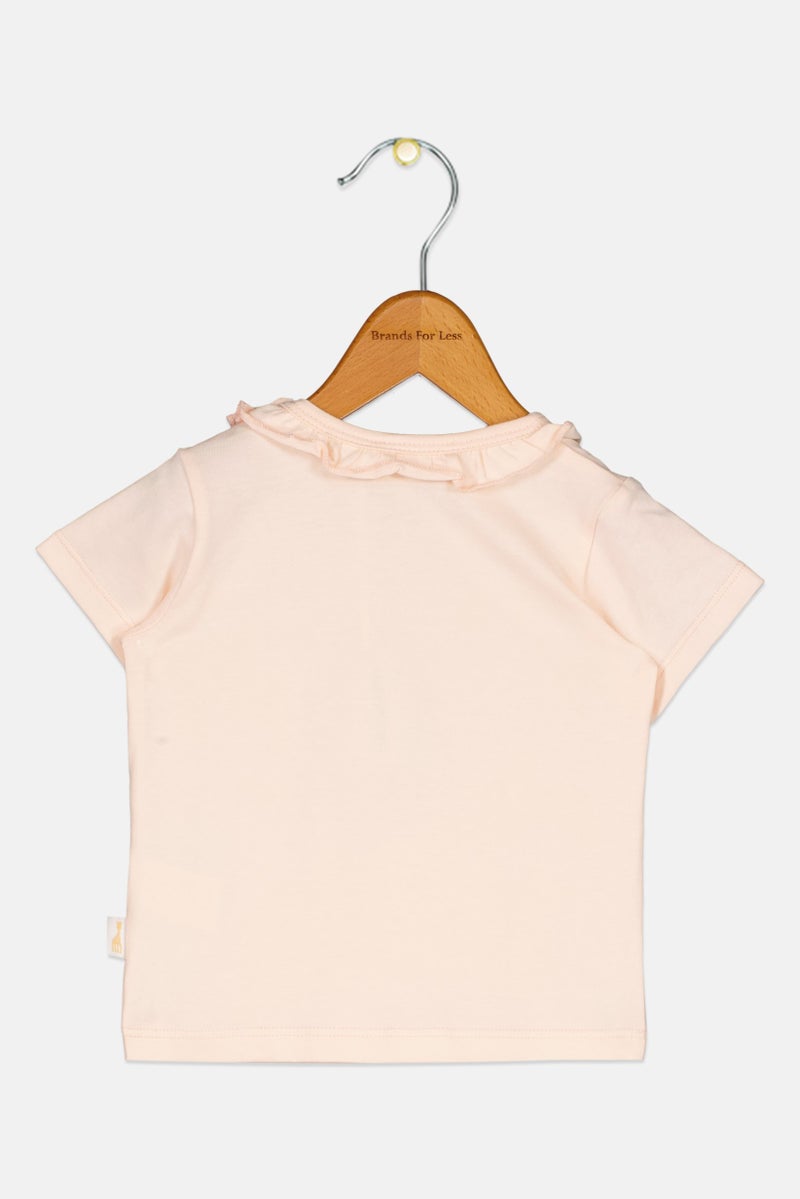 Sophie la girafe Toddlers Girl Graphic Print Short Sleeve Top, Light Pink - Image 2