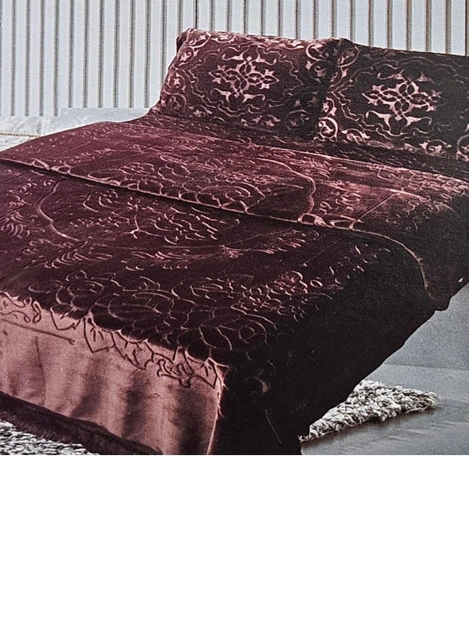 SMART HOME 4 Pieces Heavy Winter Blanket Set 220X240 with Mattress Cover 260X230cm and 2 Pillowcases 55X75cm, Super Soft Double Layer Blanket Made of High Quality Material Original Korean Made Excellent (Whole Set Weight 9kg)  - Image 1