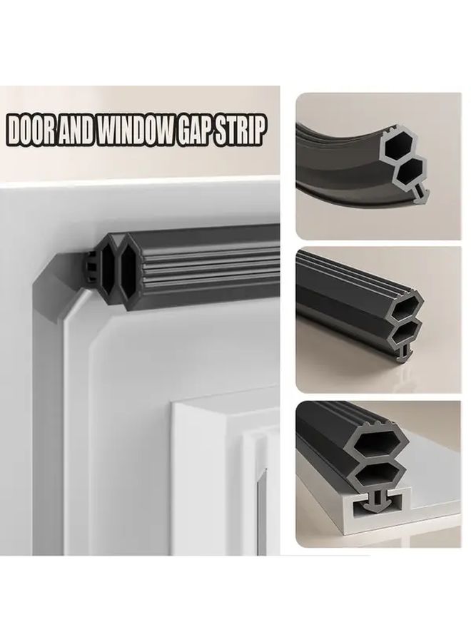 Black Windproof Rubber Strip 4m Anti Collision Seal For Doors Windows Refrigerator - Image 1
