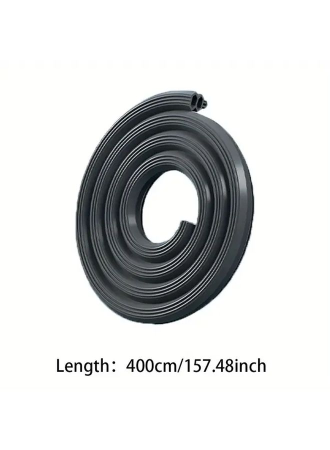 Black Windproof Rubber Strip 4m Anti Collision Seal For Doors Windows Refrigerator - Image 3