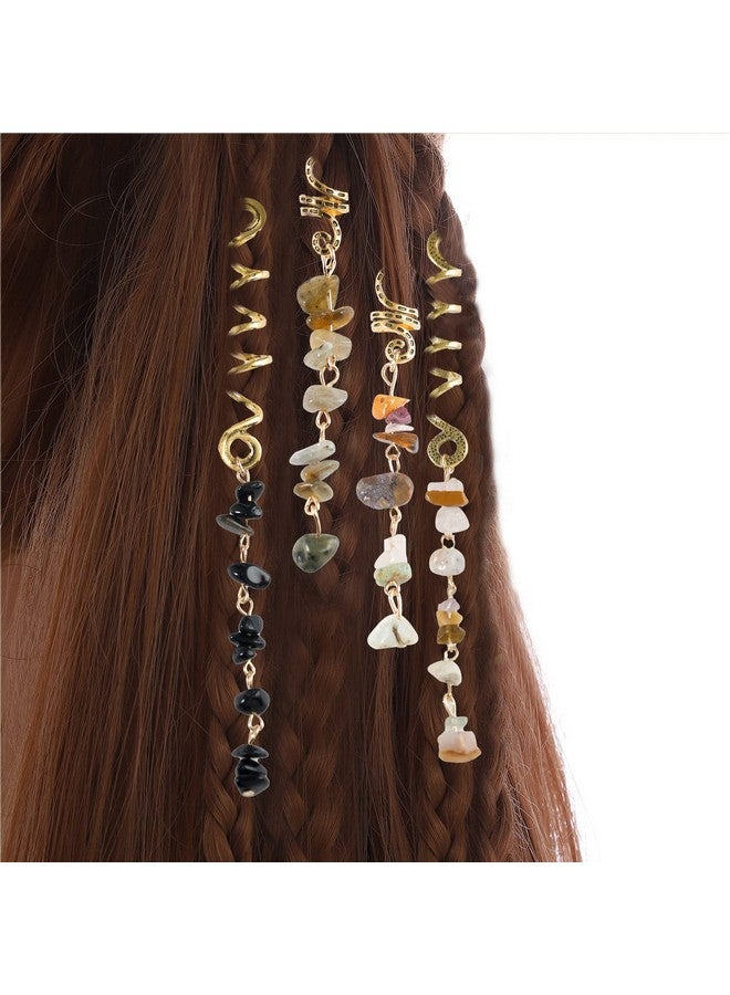 FRDTLUTHW Rdtluthw Hair Jewelry Dreadlock Accessories Natura Stone Hair Charms For Braids Hair Ring Crystal Hair Accessories For Women Girls(Black Pack Of 6) - Image 3