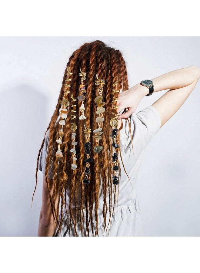 FRDTLUTHW Rdtluthw Hair Jewelry Dreadlock Accessories Natura Stone Hair Charms For Braids Hair Ring Crystal Hair Accessories For Women Girls(Black Pack Of 6) - Image 4