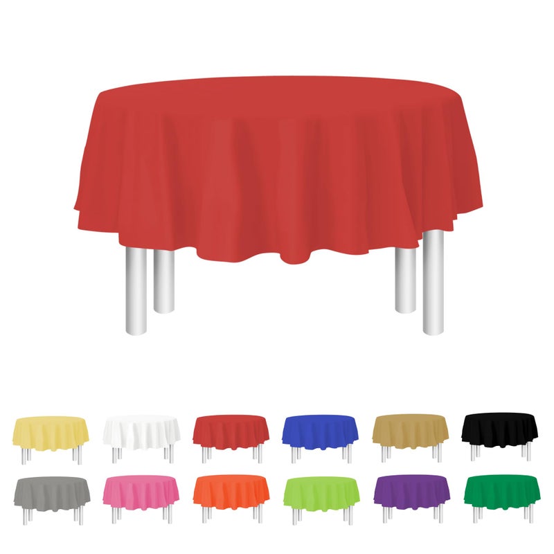 Red Disposable Plastic Tablecloth for Round Tables 12 Pack 84 inches Table Cloths for Parties Events  Weddings Indoors  Outdoors Plastic Table Cover
