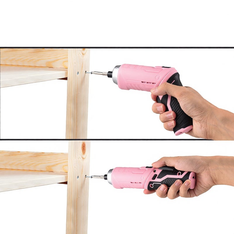 GSTAR Cordless Screwdriver Kit with LED Light Spindle Lock Adjustable 2 Position Handle 240rpm 3.6V Battery Operated USB Charging Electric Screwdriver Power Tools with 9pcs CRV 25mm Bits H1/4 magnetic extension for Drilling - Image 4