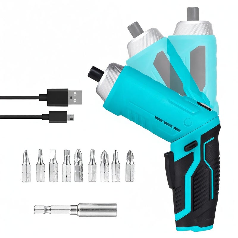 GSTAR Cordless Screwdriver Kit with LED Light Spindle Lock Adjustable 2 Position Handle 240rpm 3.6V Battery Operated USB Charging Electric Screwdriver Power Tools with 9pcs CRV 25mm Bits H1/4 magnetic extension for Drilling - Image 1