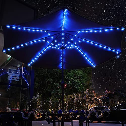 Enhon Patio Umbrella String Lights with 16 Color Changing and 12 Modes Remote Control 104 Ultra Bright LED Beads Waterproof Battery and USB Operated with 8 Light Strings for Patio Umbrellas Camping Tents - Image 1