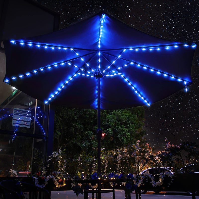 Enhon Patio Umbrella String Lights with 16 Color Changing and 12 Modes Remote Control 104 Ultra Bright LED Beads Waterproof Battery and USB Operated with 8 Light Strings for Patio Umbrellas Camping Tents - Image 2