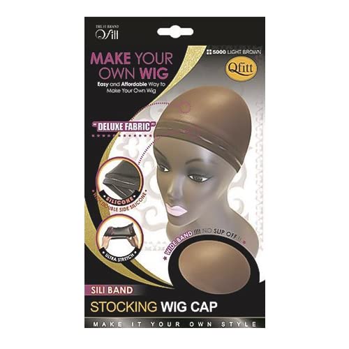 Qfitt Sili Band Stocking Wig Cap Make Your Own Wig Deluxe Fabric Wider Band Nonslip With Double Sided Silicone Ultra Stretch Light Brown5000