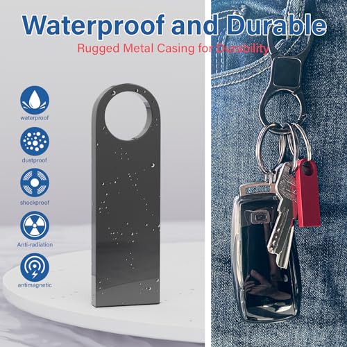 Wooolken 5 Pack 1GB USB Flash Drive with Keychains, Wooolken Sleek Metal USB 2.0 Thumb Drives Memory Stick for PC Laptop Computer - Image 3