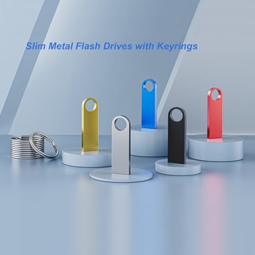 Wooolken 5 Pack 1GB USB Flash Drive with Keychains, Wooolken Sleek Metal USB 2.0 Thumb Drives Memory Stick for PC Laptop Computer - Image 5